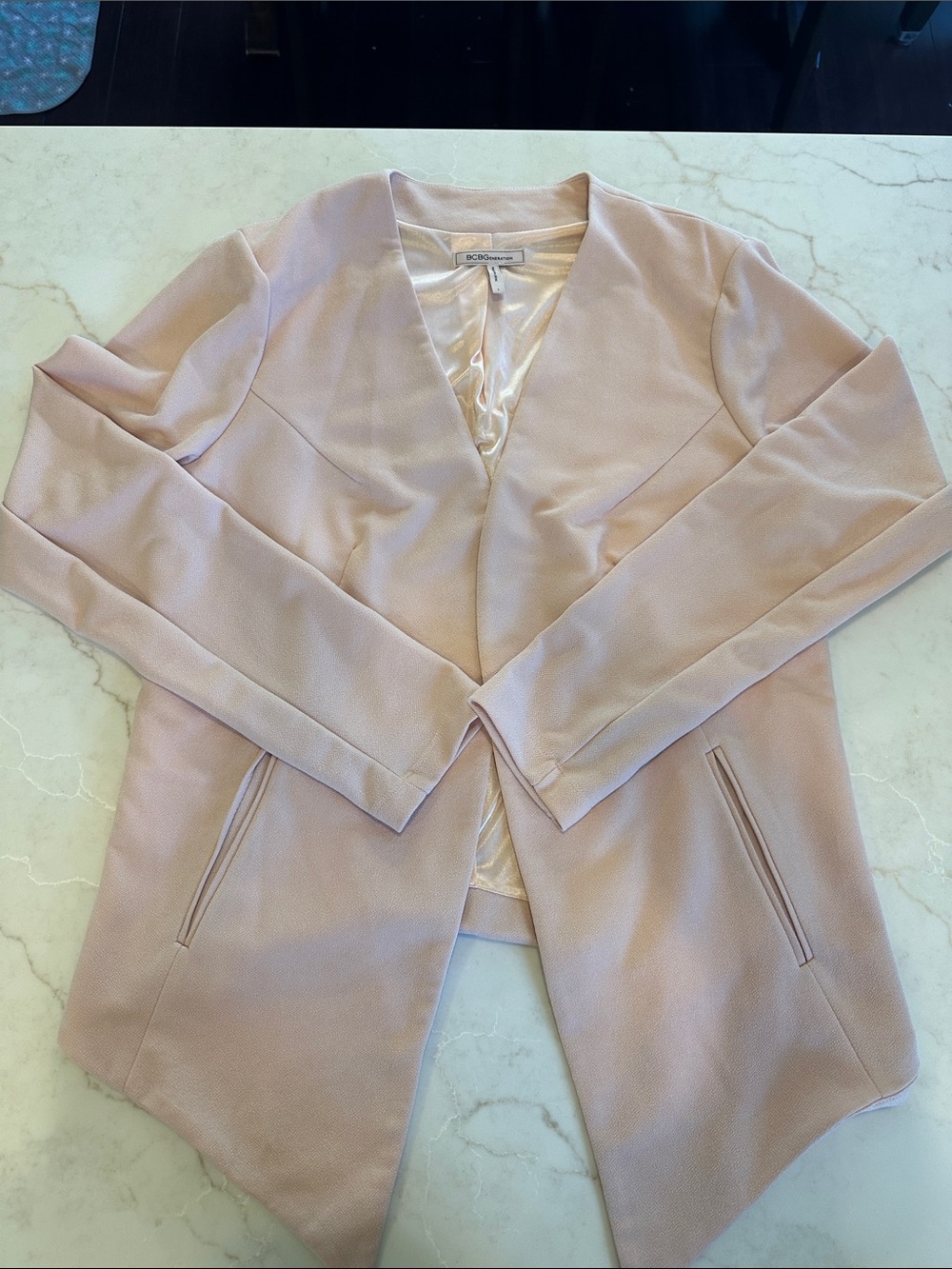 BCBGMaxAzria Light Blush Open Front Blazer